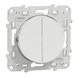 Double poussoir 10A Odace - Blanc