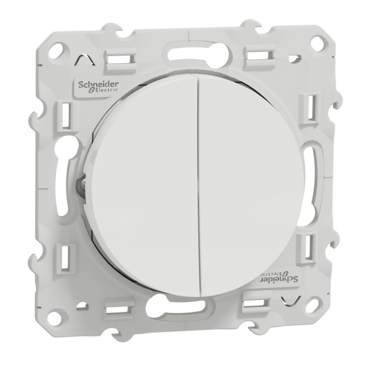 Double poussoir 10A Odace - Blanc