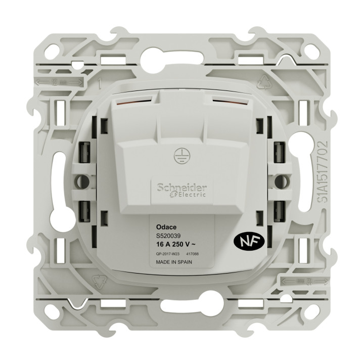 Odace prise 2P+T - Blanc - A vis
