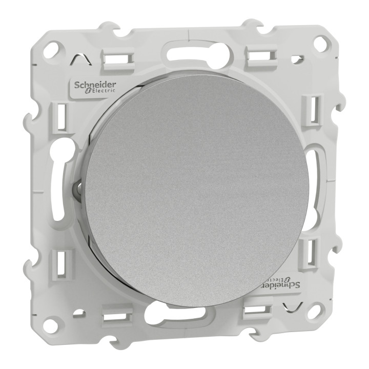 Bouton poussoir Odace 10A - Aluminium