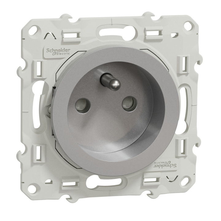 Odace prise 2P+T - Aluminium - A vis