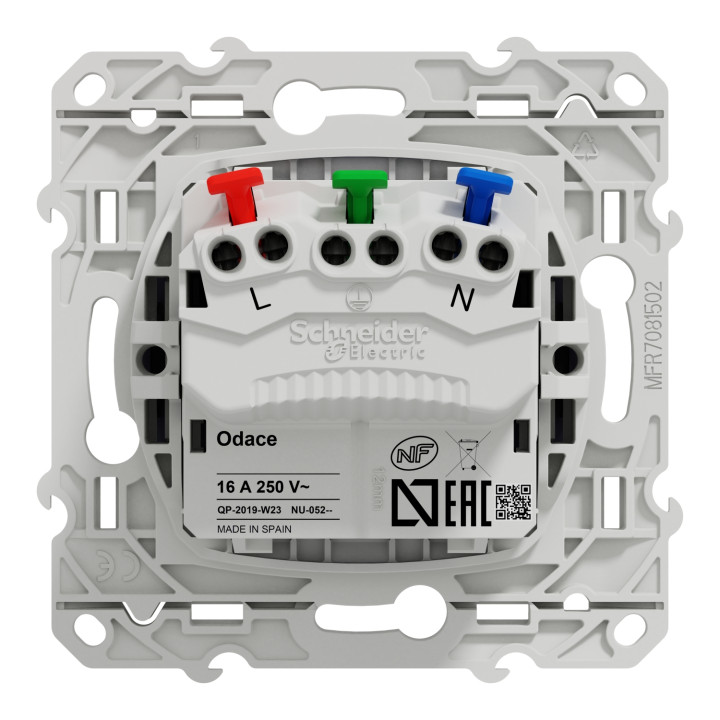 Prise de courant affleurante Odace Schneider Electric -16A - 2P+T - Cobalt