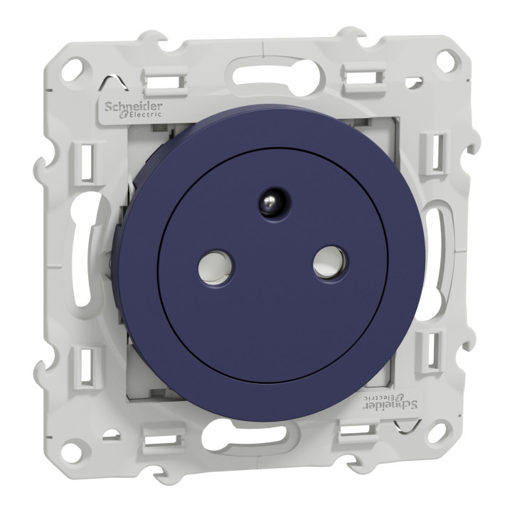 Prise de courant affleurante Odace Schneider Electric -16A - 2P+T - Cobalt