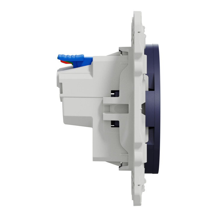 Prise de courant affleurante Odace Schneider Electric -16A - 2P+T - Cobalt