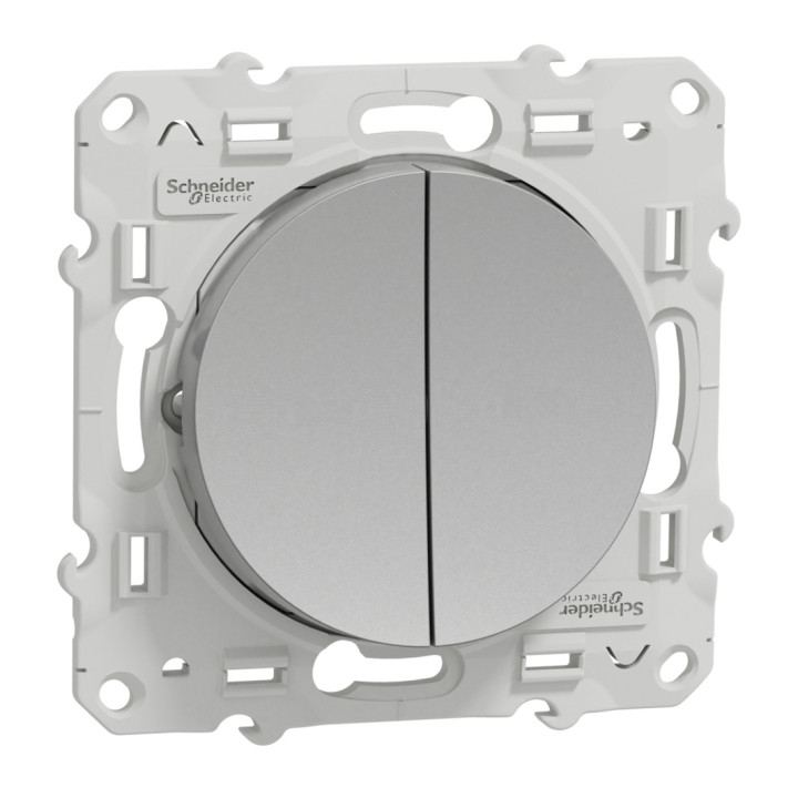 Double poussoir 10A Odace - Aluminium
