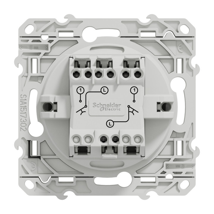Double poussoir 10A Odace - Aluminium