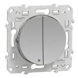 Odace va-et-vient lumineux + va-et-vient 10A - Aluminium