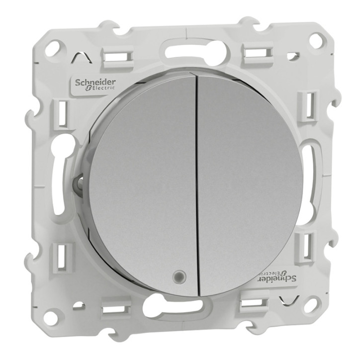 Odace va-et-vient lumineux + va-et-vient 10A - Aluminium