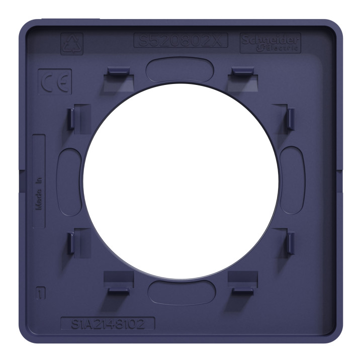 Plaque de finition 1 poste Kvadrat Odace Touch Schneider Electric - Clipsable - Ocre/Cobalt
