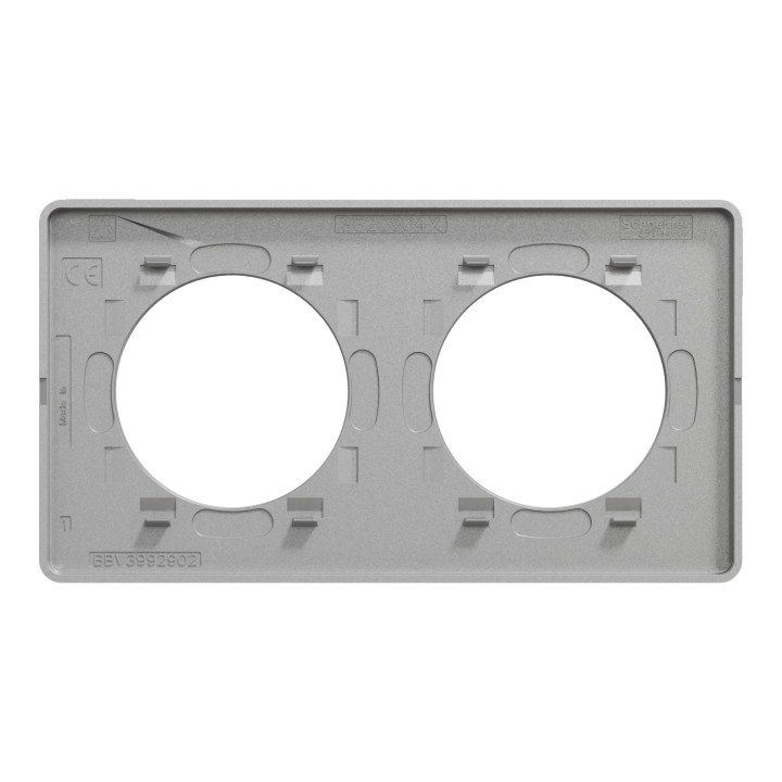 Plaque Odace Touch - Aluminium sans liseré - Double horizontale / verticale 71mm