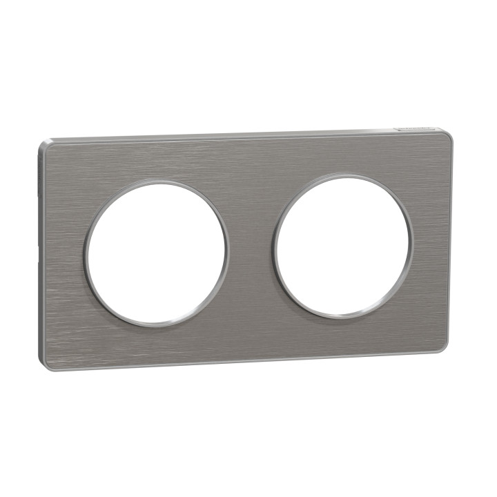 Plaque Odace Touch - Aluminium brossé avec liseré aluminium - Double horizontale / verticale 71mm