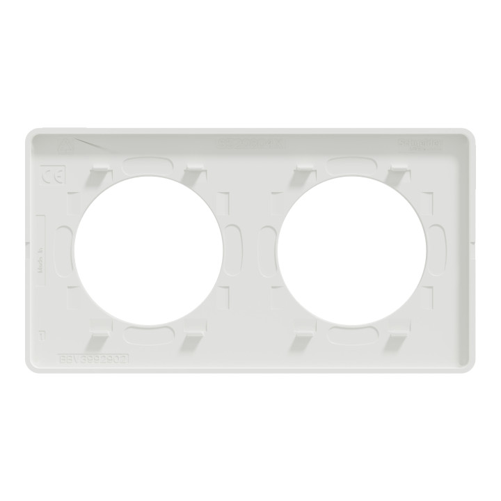 Plaque Odace Touch - Aluminium martelé avec liseré blanc - Double horizontale / verticale 71mm