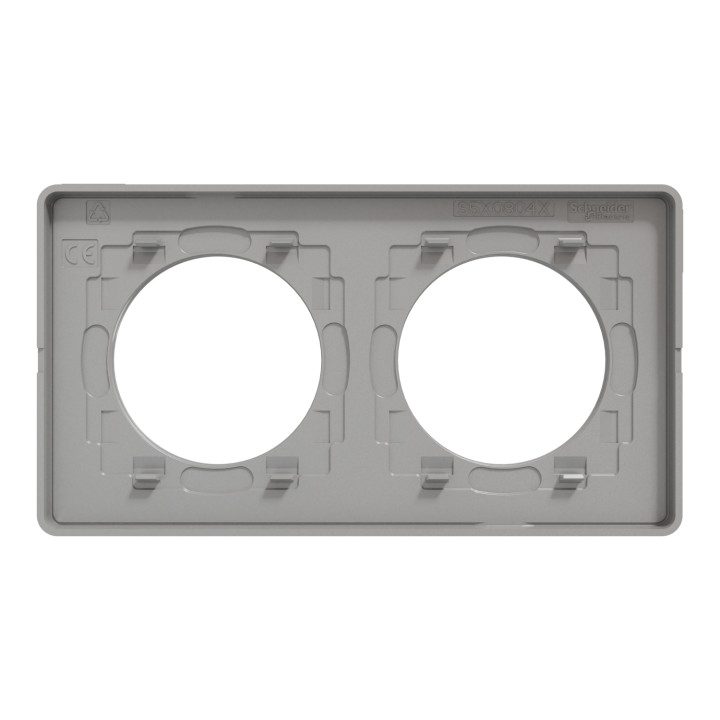 Plaque Odace Touch - Aluminium brillant fumé avec liseré aluminium - Double horizontale / verticale 71mm