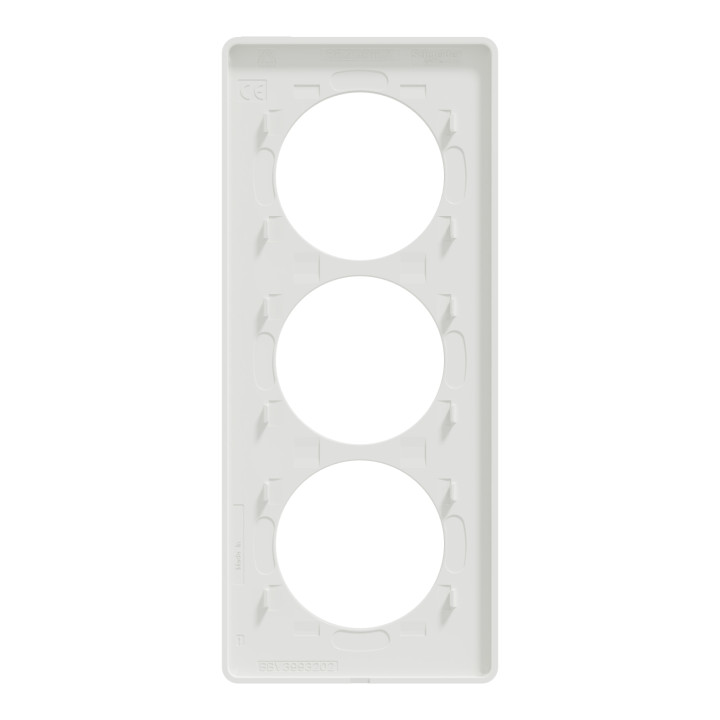 Plaque Odace Touch - Aluminium brossé avec liseré blanc - Triple verticale 57mm