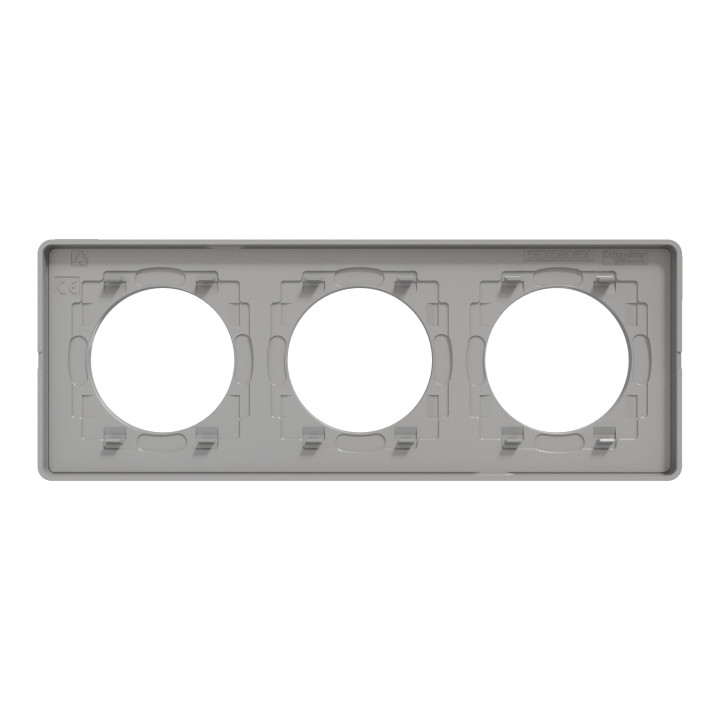 Plaque Odace Touch - Aluminium brillant fumé avec liseré aluminium - Triple horizontale / verticale 71mm