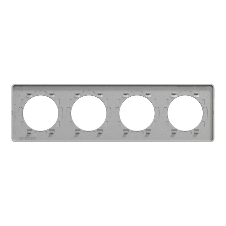 Plaque Odace Touch - Aluminium brossé avec liseré aluminium - Quadruple horizontale / verticale 71mm
