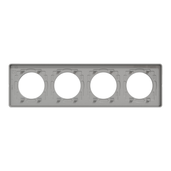 Plaque Odace Touch - Aluminium brillant fumé avec liseré aluminium - Quadruple horizontale / verticale 71mm