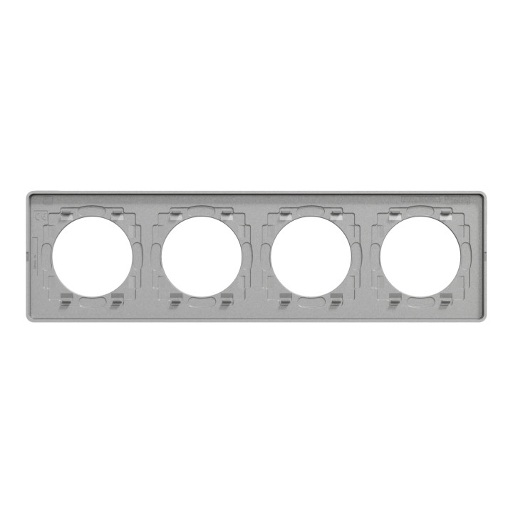 Plaque Odace Touch - Aluminium brossé croco avec liseré aluminium - Quadruple horizontale / verticale 71mm