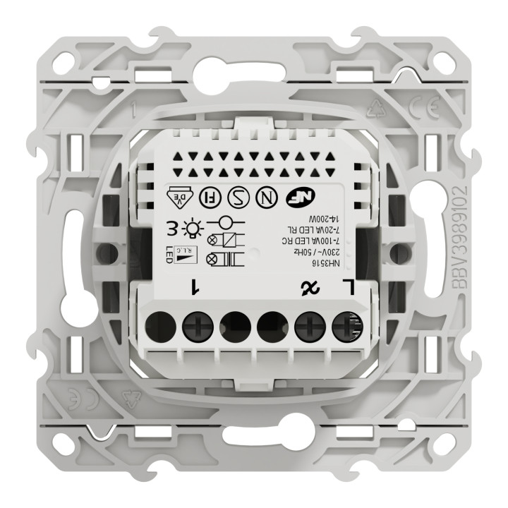 Variateur rotatif LED Odace Wiser Schneider - 2 fils - Zigbee - Alu