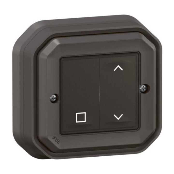 Commande volets roulants Self-e Plexo with Netatmo Legrand - Sans fil et sans pile - IP55 - Anthracite - Complet