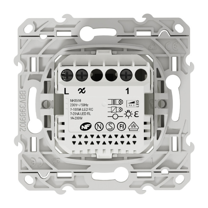 Variateur rotatif LED Odace Wiser Schneider - 2 fils - Zigbee - Blanc