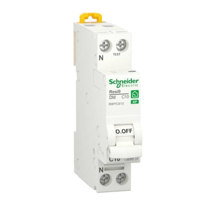 Disjoncteur 10A XP Resi9 - 1P+N - Courbe C - 3kA - 230V CA - Peignable