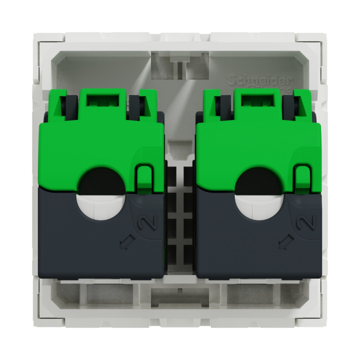 Double prise RJ45 Unica - Cat.6 STP - 2 modules - Blanc