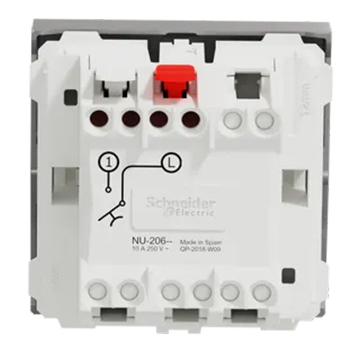 Bouton-poussoir NO Unica - 2 modules - 10A - Alu