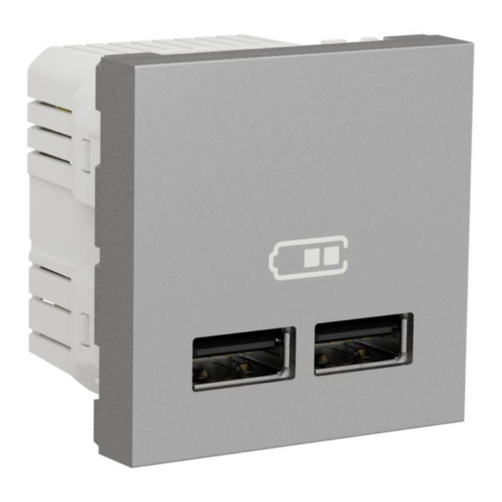 Prise USB double alu -Schneider NU341830