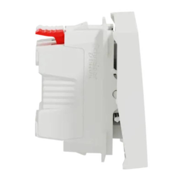 Bouton-poussoir avec voyant NO Unica - 2 modules - 10A - Blanc antimicrobien