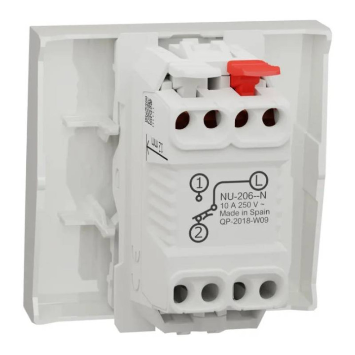 Bouton-poussoir avec voyant NO Unica - 2 modules - 10A - Blanc antimicrobien