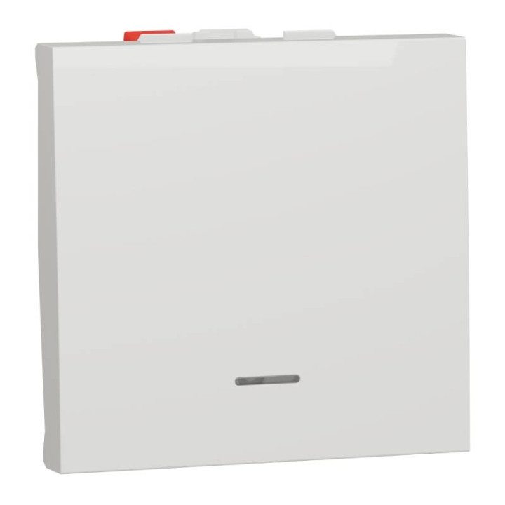 Bouton-poussoir avec voyant NO Unica - 2 modules - 10A - Blanc