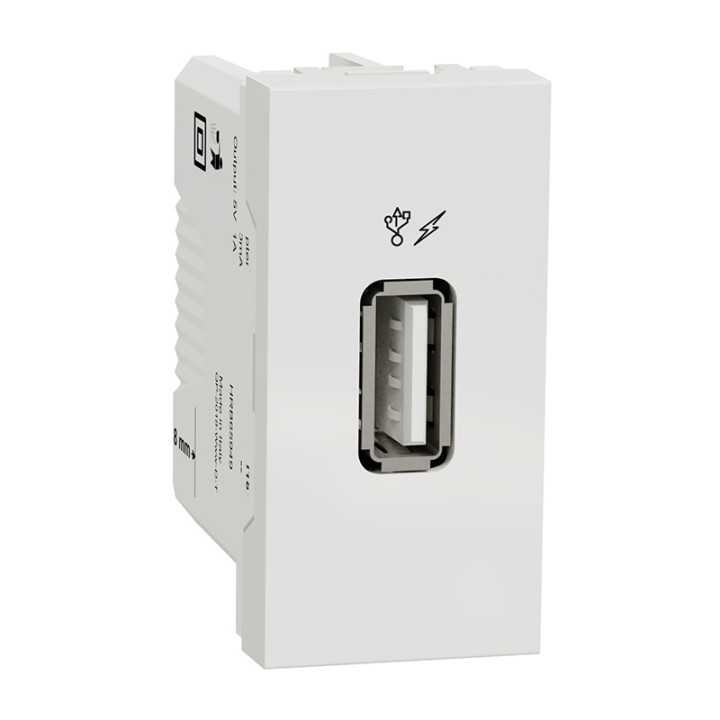 Prise d'alimentation USB Unica - Type A - 1 module - Blanc