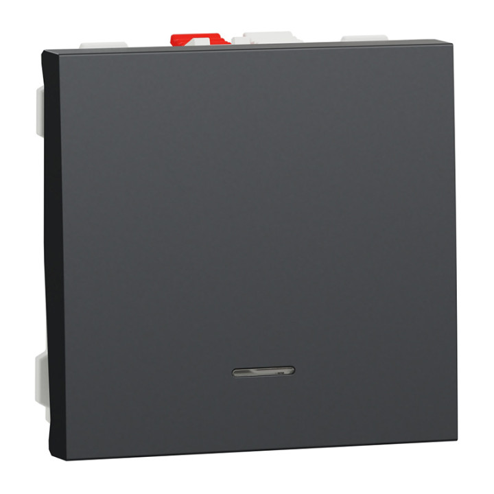 Bouton-poussoir avec voyant NO Unica - 2 modules - 10A - Anthracite