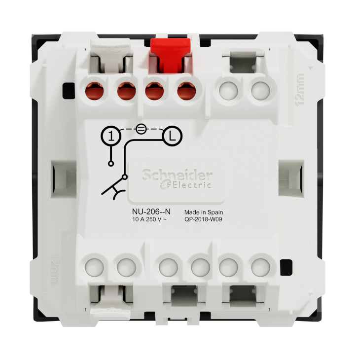 Bouton-poussoir avec voyant NO Unica - 2 modules - 10A - Anthracite