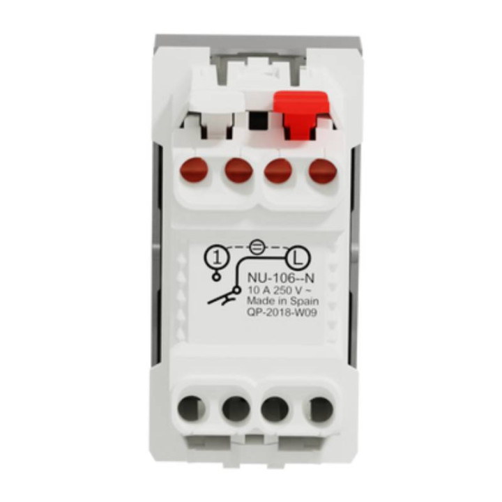 Bouton-poussoir avec voyant NO Unica - 1 module - 10A - Alu