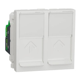 Double prise RJ45 Unica - Cat.5e UTP - 2 modules - Blanc