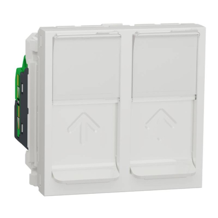 Double prise RJ45 Unica - Cat.5e UTP - 2 modules - Blanc