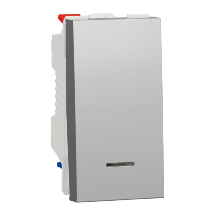 Va-et-vient avec voyant Unica - 1 module - 10AX - Alu