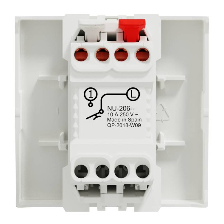 Bouton-poussoir NO Unica - 2 modules - 10A - Blanc antimicrobien
