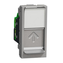 Prise RJ45 Unica - Cat.6A FTP - 1 module - Alu