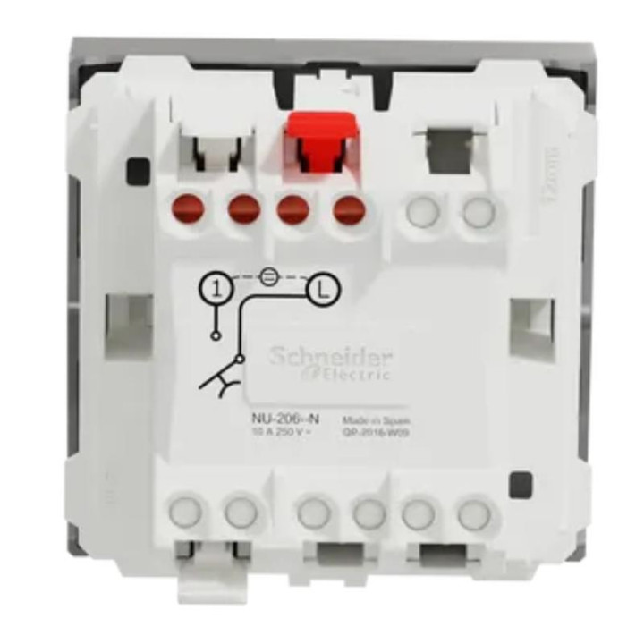 Bouton-poussoir avec voyant NO Unica - 2 modules - 10A - Alu