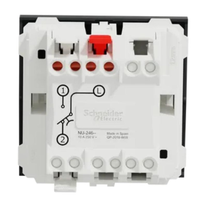 Bouton-poussoir NO/NF Unica - Porte-étiquette - 2 modules - 10A - Anthracite