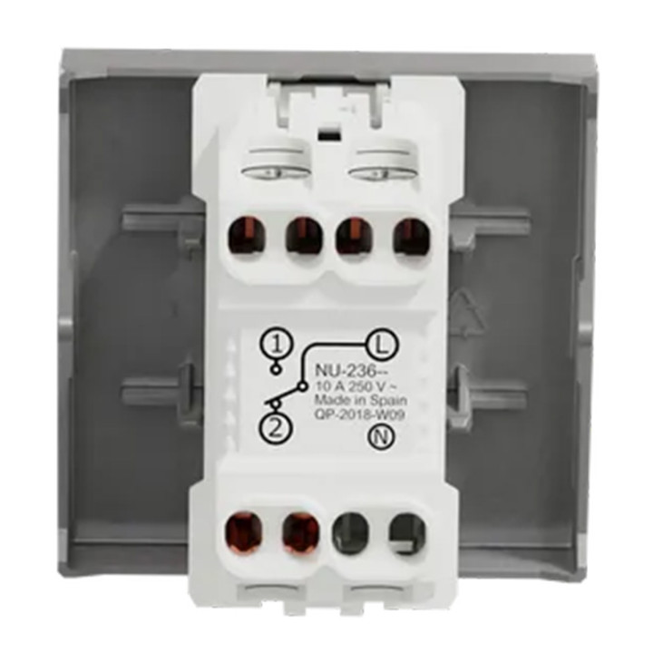 Bouton-poussoir NO/NF Unica - 2 modules - 10A - Alu