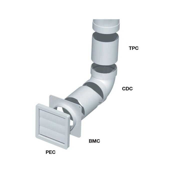 Coude circulaire 90° CDC 200 pour conduits rigides ronds PVC - ø100mm