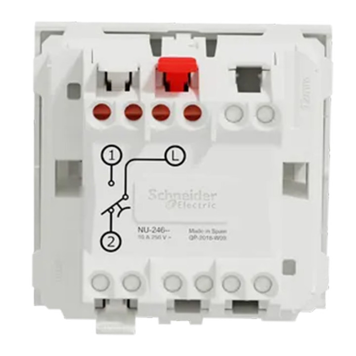 Bouton-poussoir NO/NF Unica - Porte-étiquette - 2 modules - 10A - Blanc antimicrobien