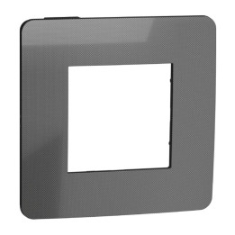 Plaque Unica Studio Metal - Black aluminium avec liseré anthracite - 2 modules - 1 poste