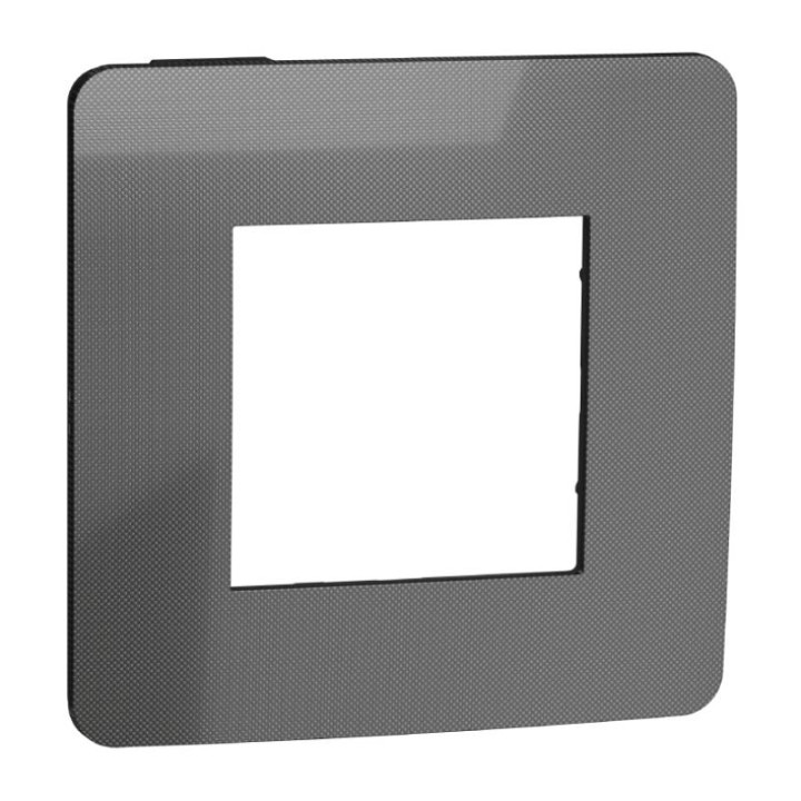 Plaque Unica Studio Metal - Black aluminium avec liseré anthracite - 2 modules - 1 poste