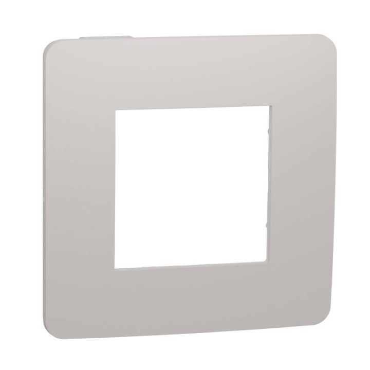 Plaque Unica Studio Color - Gris pierre avec liseré blanc - 2 modules - 1 poste