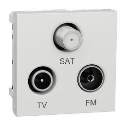 Prise FM/TV/SAT Unica - 2 modules - Blanc antimicrobien